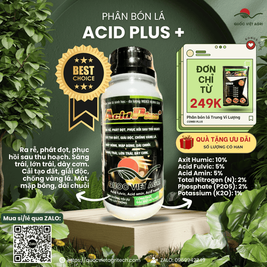 Mặt trước chai phân bón ACID PLUS+ 1 Lít – rõ ràng nhãn mác và thương hiệu.