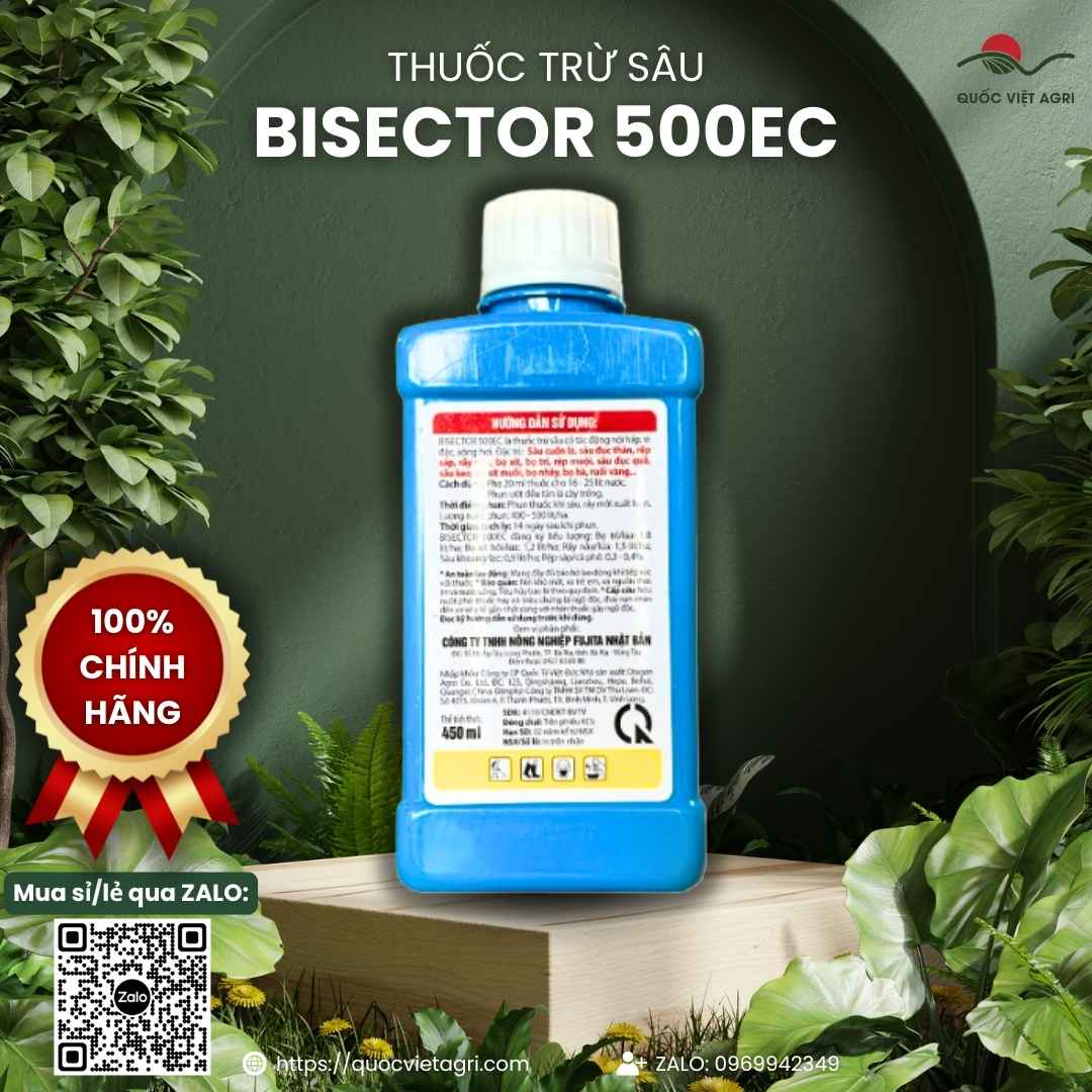 Bảng thành phần Dimethoate và Fenobucarb mặt sau chai Bisector.