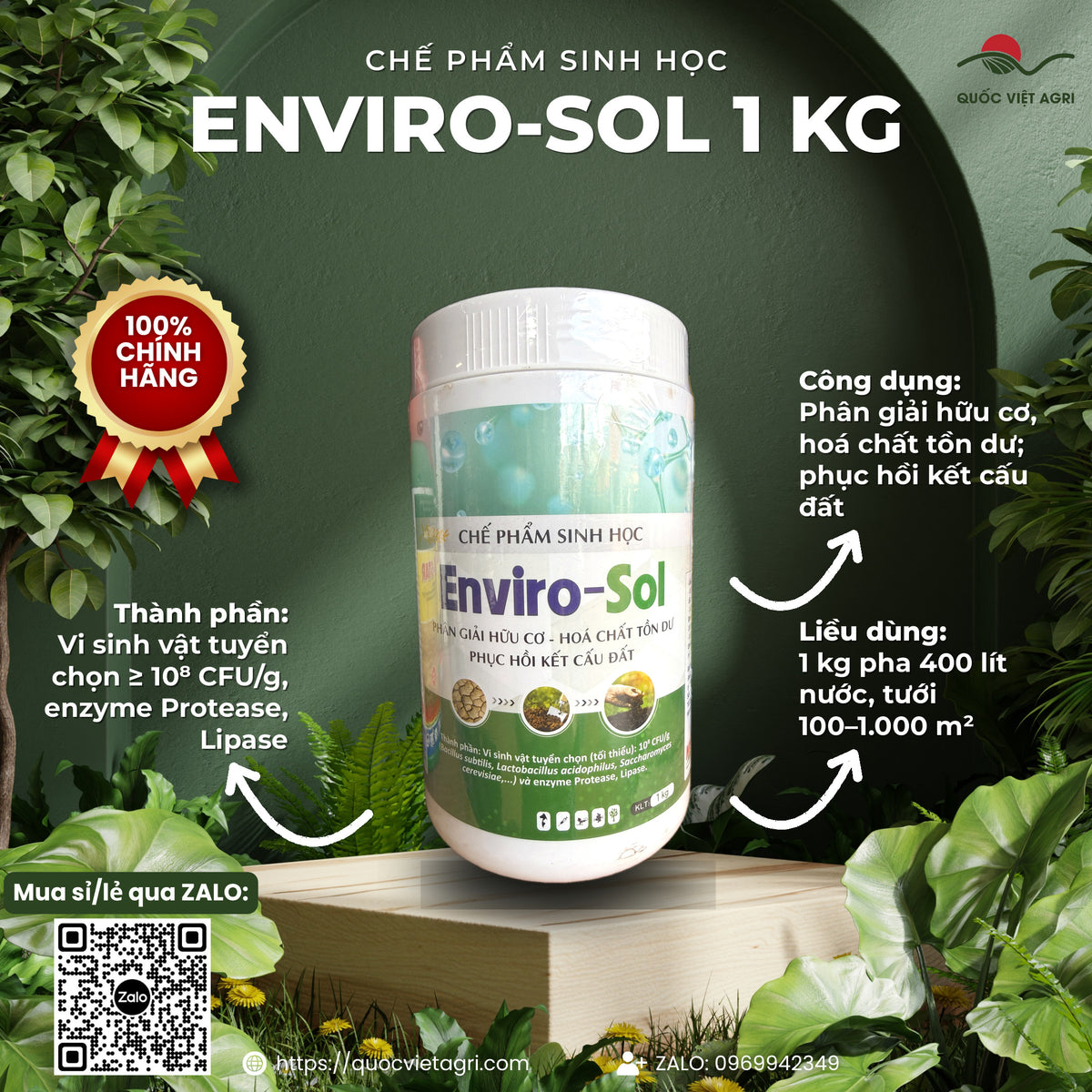 Chế phẩm sinh học Enviro-Sol hũ 1kg – Minh Hưng – ảnh giới thiệu, thành phần – công dụng – liều dùng