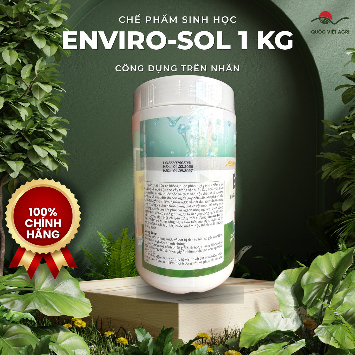 Chế phẩm sinh học Enviro-Sol hũ 1kg – Minh Hưng – công dụng trên nhãn