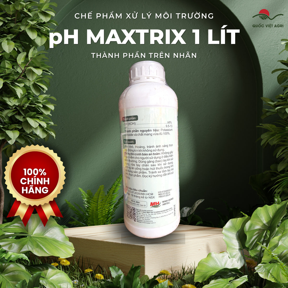 Chế phẩm xử lý môi trường pH Maxtrix chai 1 lít – Minh Hưng – thành phần trên nhãn