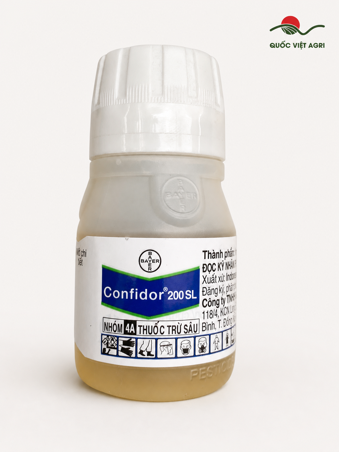 Chai CONFIDOR 200SL 50ml Bayer chứa Imidacloprid 200g/L, nhóm IRAC 4A.