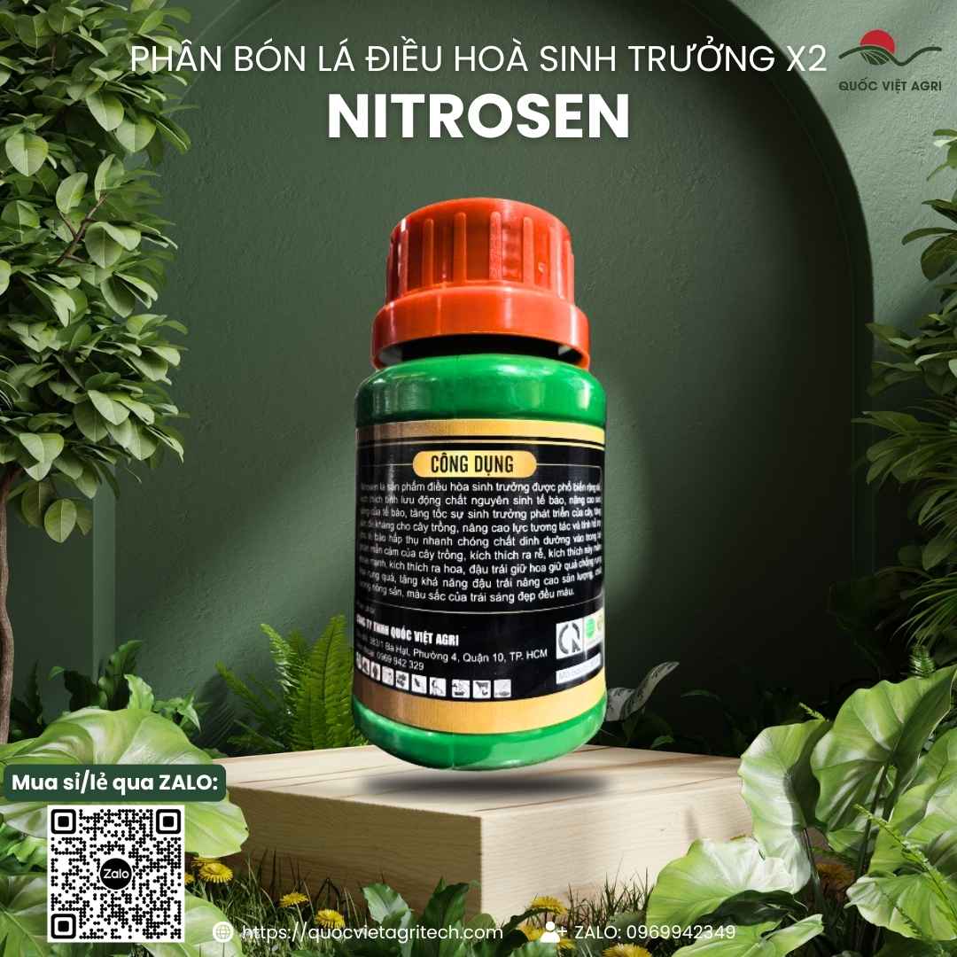Bảng thành phần chi tiết GA3 và Sodium-Nitrophenolate trên chai Nitrosen.