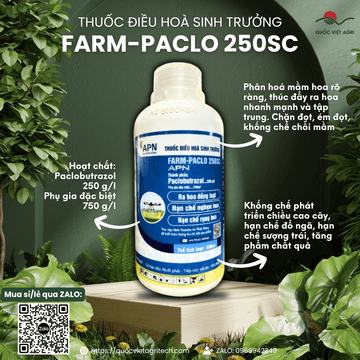 Thuốc Điều Hòa Sinh Trưởng FARM PACLO 250SC (500ml) – Paclobutrazol, Ra Hoa Đồng Loạt – Chính Hãng