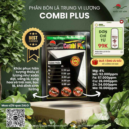 mặt trước của sản phẩm combi plus phân bón lá vi lượng của quốc việt agri