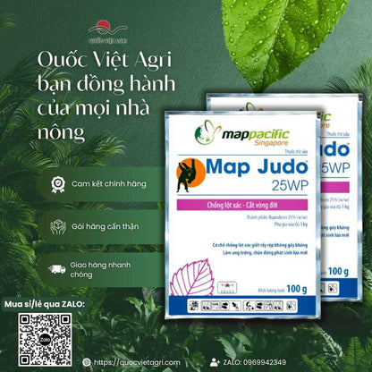 Hai gói thuốc trừ sâu Map Judo 25WP 100 g kèm cam kết chính hãng, gói hàng cẩn thận và giao hàng nhanh chóng của Quốc Việt Agri.
