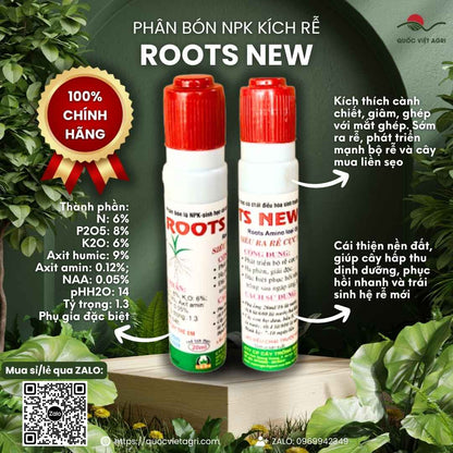 Mặt trước lọ phân bón kích rễ Bimix Roots New 20ml, chuyên dùng giâm chiết cành, phục hồi cây.