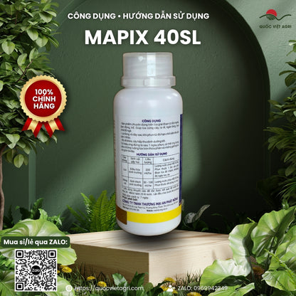 Công dụng và hướng dẫn sử dụng MAPIX 40SL trên lúa 200 ml/ha và bông vải 50–100 ml/ha, sản phẩm chính hãng của Quốc Việt Agri