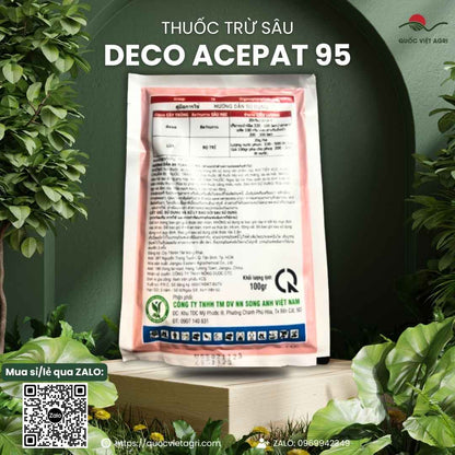 Mặt sau gói thuốc trừ sâu Deco Acepat 95SG 100g với thông tin thành phần hoạt chất Thiamethoxam và hướng dẫn sử dụng chi tiết.

