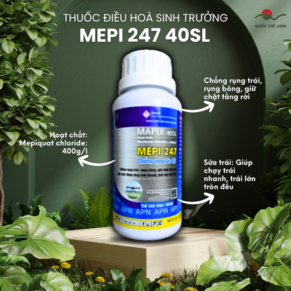 Mặt trước chai thuốc sinh trưởng MEPI 247 40SL 160ml chính hãng An Phát Nông, hiển thị rõ nét thông tin và thương hiệu