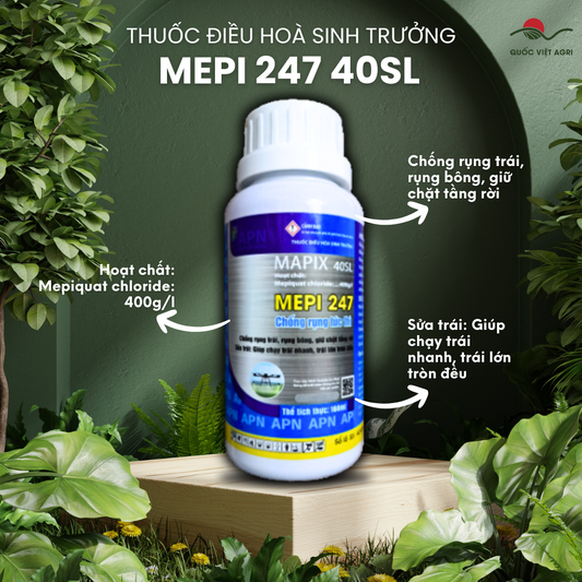 Mặt trước chai thuốc sinh trưởng MEPI 247 40SL 160ml chính hãng An Phát Nông, hiển thị rõ nét thông tin và thương hiệu