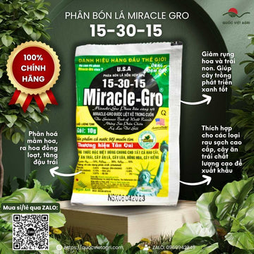 Phân Bón Lá Miracle-Gro 15-30-15 (Gói 10g) – Siêu Lân Hà Lan, Kích Hoa, Tăng Đậu Trái Vượt Trội