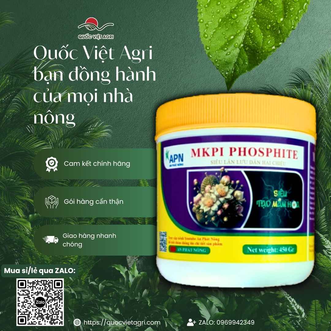Hũ phân bón MKPI Phosphite 450g kèm cam kết chính hãng Quốc Việt Agri