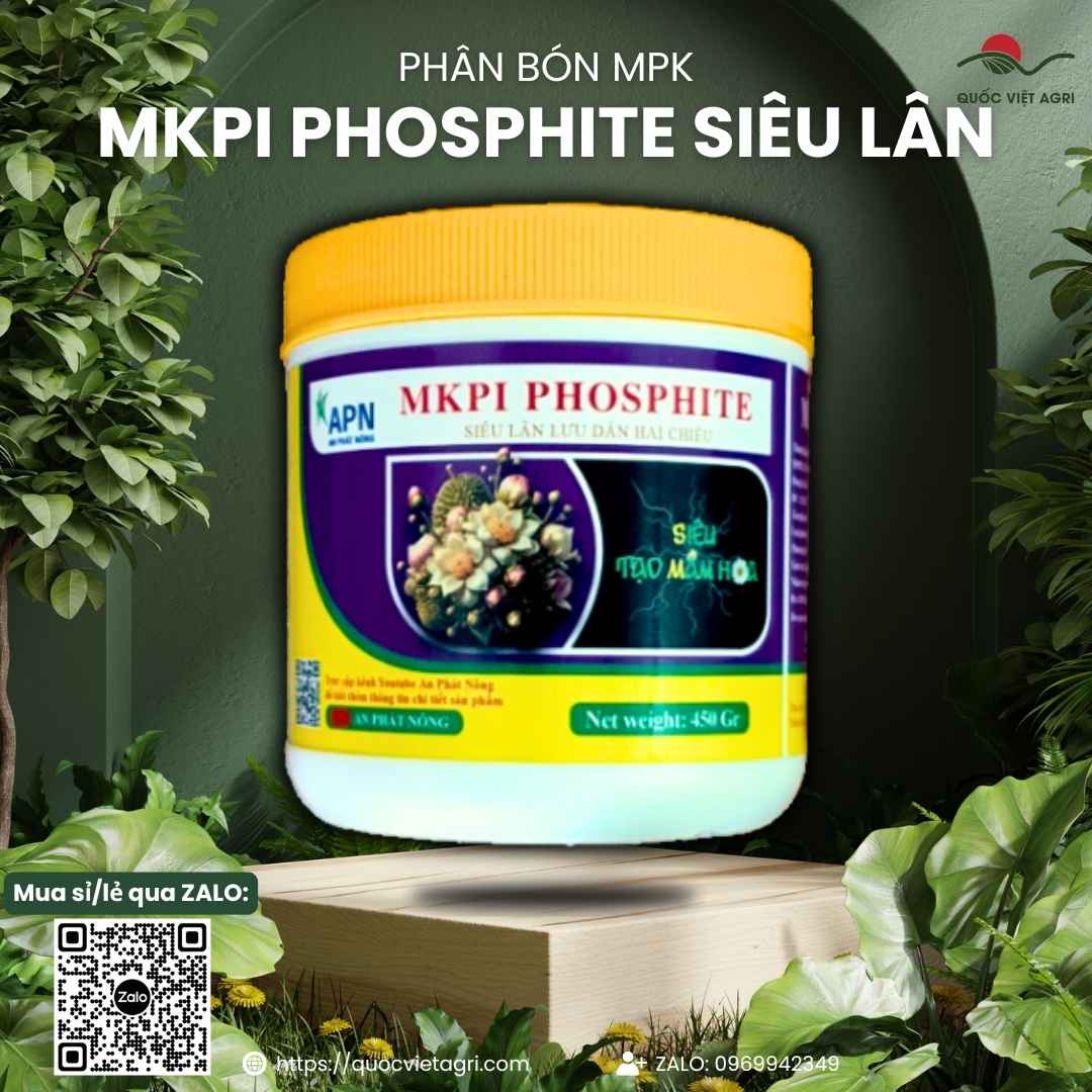 Hũ phân bón MKPI Phosphite Siêu Lân 450g – mặt trước bao bì