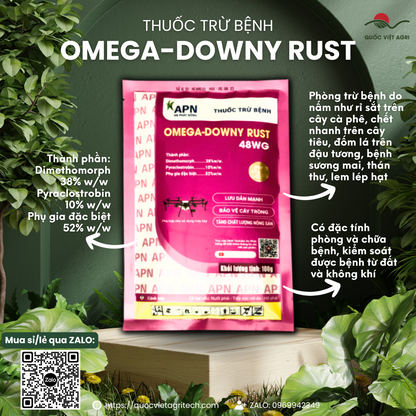 Thuốc trừ bệnh OMEGA DOWNY RUST 48WG (gói 100g) - Chính hãng An Phát Nông phòng rỉ sắt trên cây trồng
