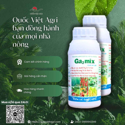 Ảnh toàn diện chai phân bón lá GA3 Mix 500ml, chuyên dùng để kích thích sinh trưởng, bung đọt, sản phẩm chính hãng.
