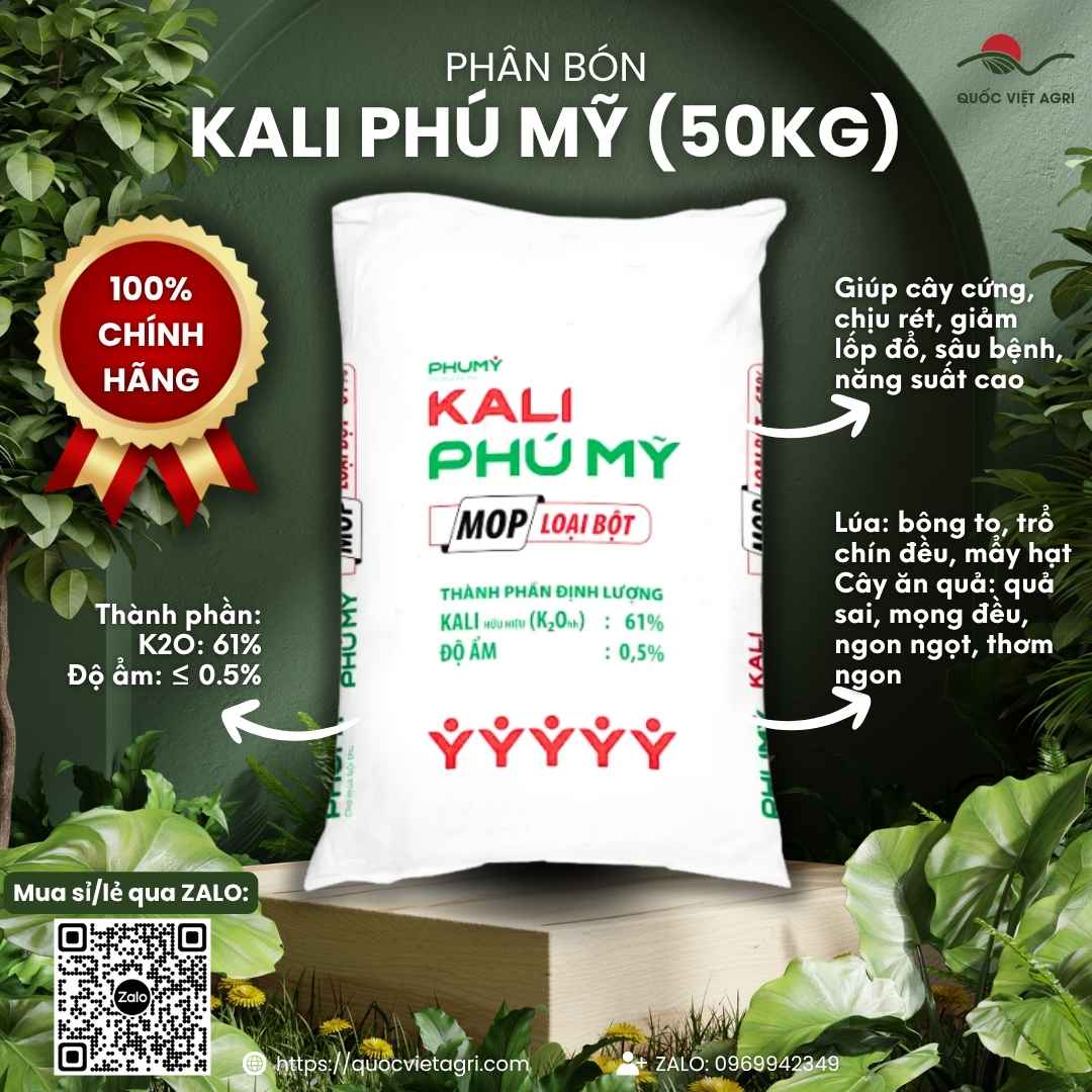 Mặt trước bao Phân bón Kali Đỏ PHÚ MỸ 50kg chính hãng PVFCCo.