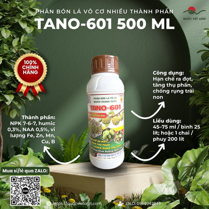 Phân bón lá TANO-601 chai 500ml – NPK 7-6-7 vi lượng – SPC – ảnh giới thiệu, thành phần – công dụng – liều dùng