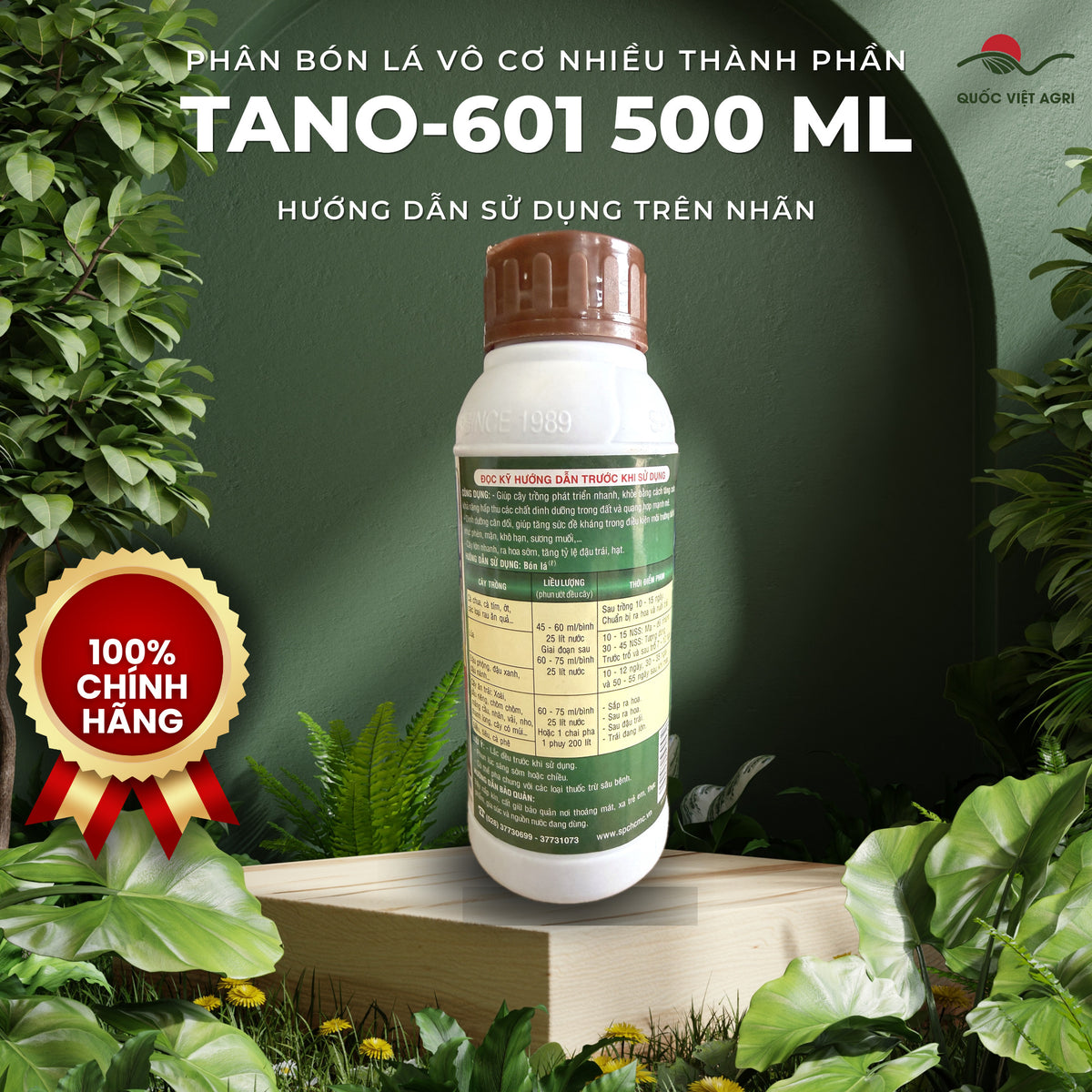 Phân bón lá TANO-601 chai 500ml – NPK 7-6-7 vi lượng – SPC – hướng dẫn sử dụng trên nhãn