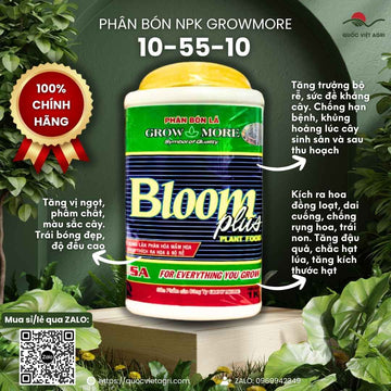 Phân Bón Kích Hoa Growmore 10-55-10+TE (1kg) - Siêu Lân Cho Hoa Mai