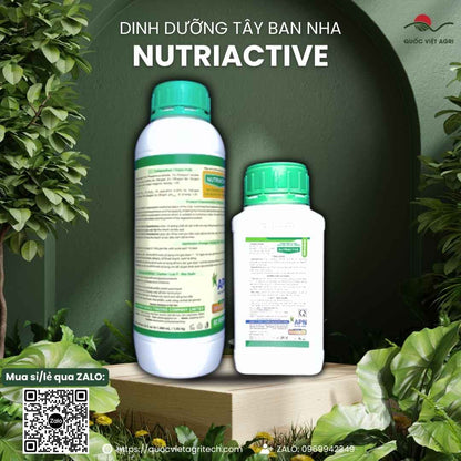 Nhãn chai Nutriactive hiển thị thành phần Axit Amin và 13 dưỡng chất thiết yếu.