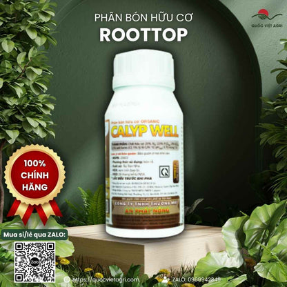 Mặt sau chai phân bón hữu cơ ROOTTOP, chính hãng An Phát Nông, kèm bảng thành phần