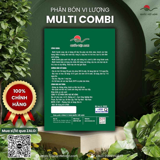 Bảng thành phần Sắt Kẽm Đồng Mangan mặt sau gói Combi Plus.