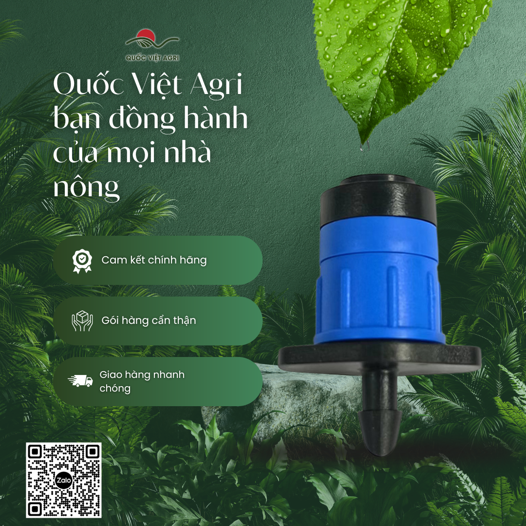 Béc phun tròn 360° QVA bù áp 35 L/h – Gói 10 cái – Quốc Việt Agri đồng hành cùng nhà nông.
