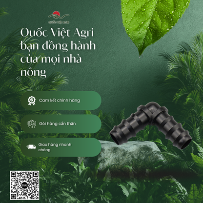 Co 90° nối ống tưới PE16 QVA – Gói 10 cái – Quốc Việt Agri đồng hành cùng nhà nông.
