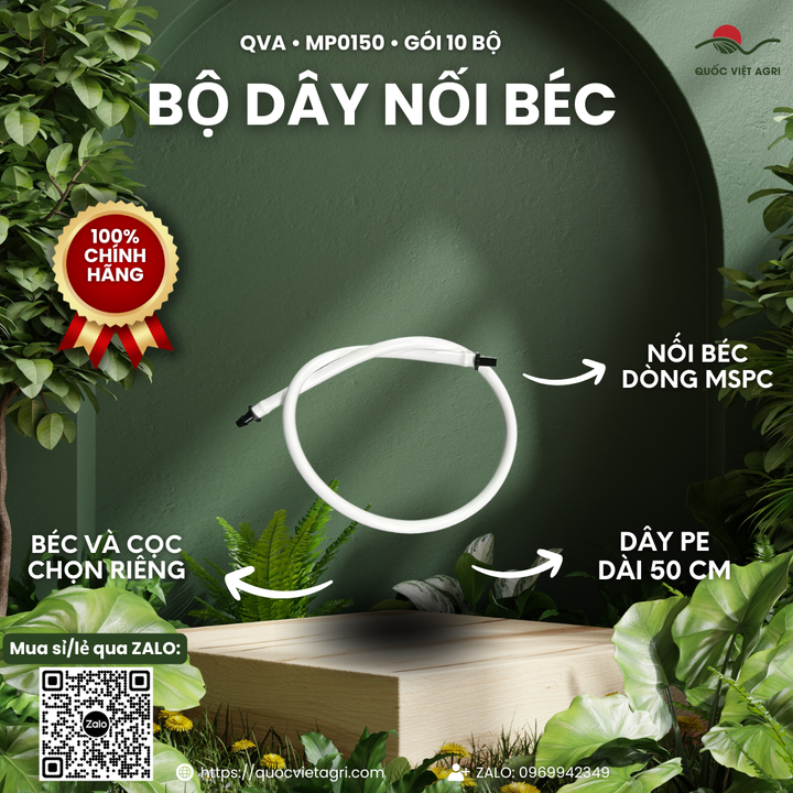 Bộ dây nối béc MSPC QVA – Gói 10 bộ – ảnh chính với các đặc điểm sản phẩm.