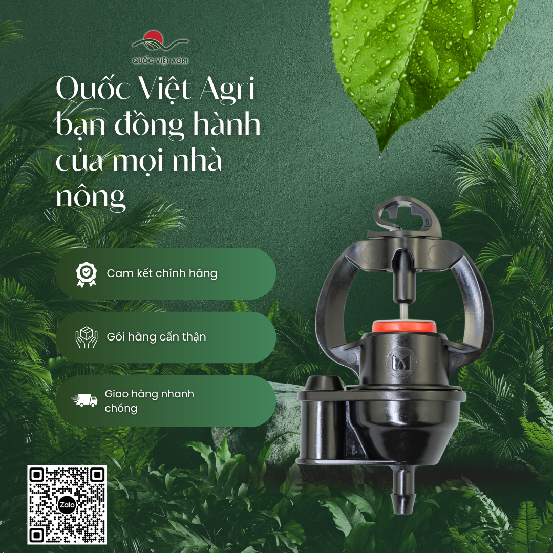 Béc phun mưa QVA bù áp 100 L/h – Gói 5 cái – Quốc Việt Agri đồng hành cùng nhà nông.