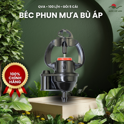 Béc phun mưa QVA bù áp 100 L/h – Gói 5 cái – ảnh sản phẩm trên bố cục xanh QVA.