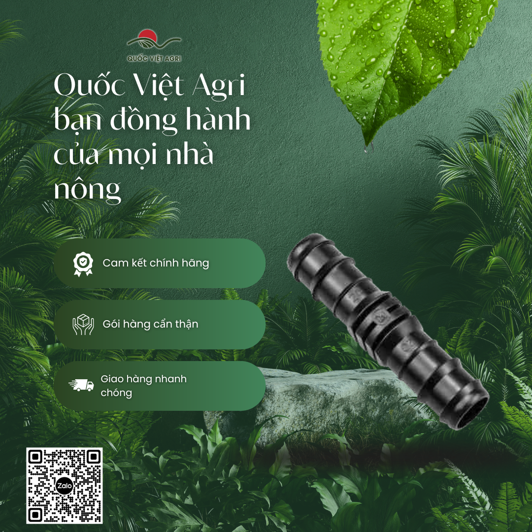 Nối thẳng ống tưới PE16 QVA – Gói 10 cái – Quốc Việt Agri đồng hành cùng nhà nông.