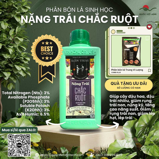 sản phẩm nặng trái chắc ruột của quốc việt agri với nhãn mác rõ ràng 450ML