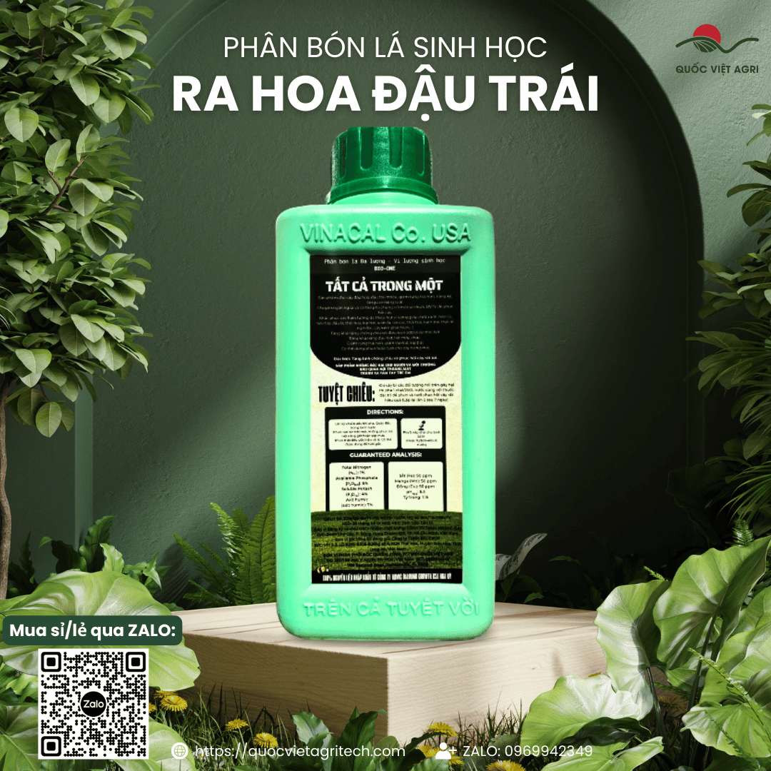 Chai RA HOA ĐẬU TRÁI All In One 500ml, giải pháp toàn diện tăng năng suất từ Quốc Việt Agri.