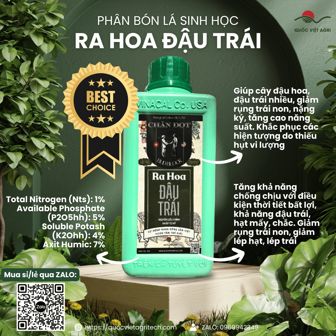  Chai phân bón RA HOA ĐẬU TRÁI All In One 500ml - Kích hoa, đậu trái, nguyên liệu Mỹ, Quốc Việt Agri.