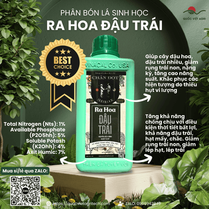  Chai phân bón RA HOA ĐẬU TRÁI All In One 500ml - Kích hoa, đậu trái, nguyên liệu Mỹ, Quốc Việt Agri.