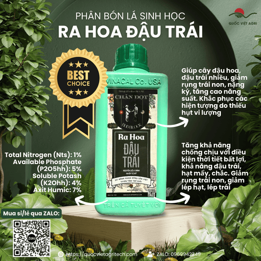  Chai phân bón RA HOA ĐẬU TRÁI All In One 500ml - Kích hoa, đậu trái, nguyên liệu Mỹ, Quốc Việt Agri.