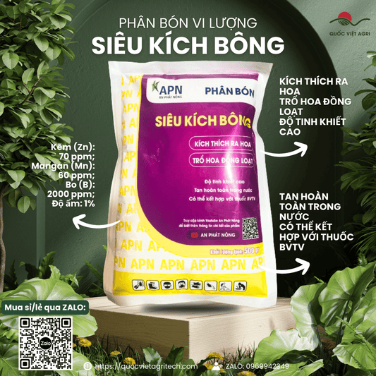  Gói phân bón SIÊU KÍCH BÔNG 500g chính hãng An Phát Nông – Mặt trước bao bì.