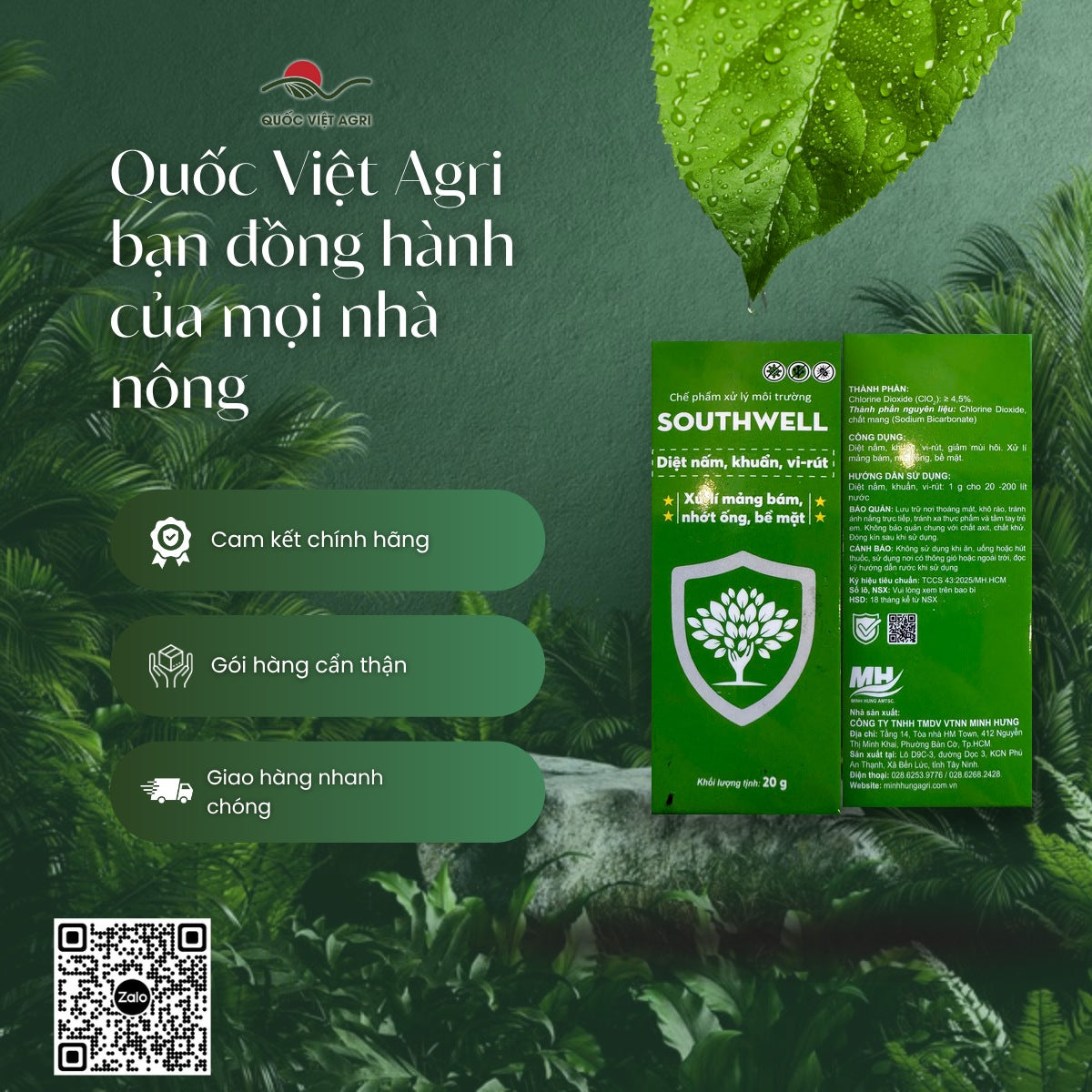 SOUTHWELL 20g tại Quốc Việt Agri: cam kết chính hãng, gói hàng cẩn thận, giao hàng nhanh chóng
