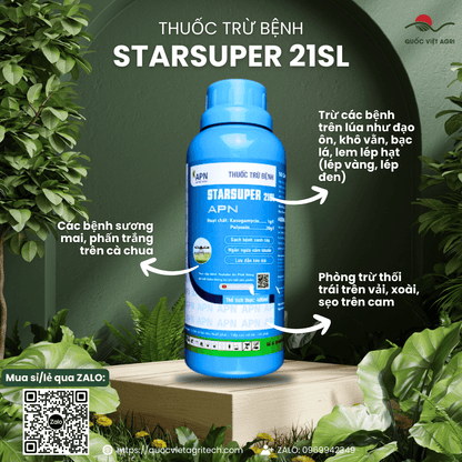 Mặt trước chai thuốc trừ bệnh sinh học Starsuper 21SL 400ml, chính hãng An Phát Nông.
