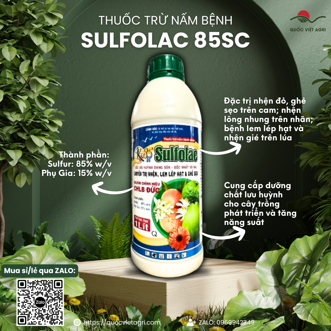 Chai OK SULFOLAC 85SC 1L – nhãn trước rõ ràng, thương hiệu Đức