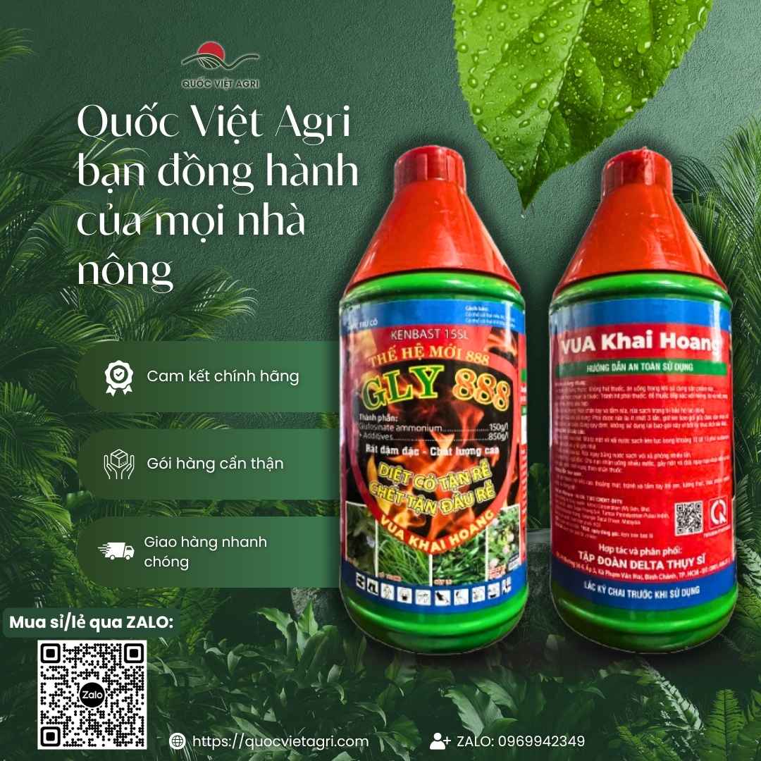 Hoạt chất Glufosinate 150g/l trên chai Vua Khai Hoang diệt tận rễ.
