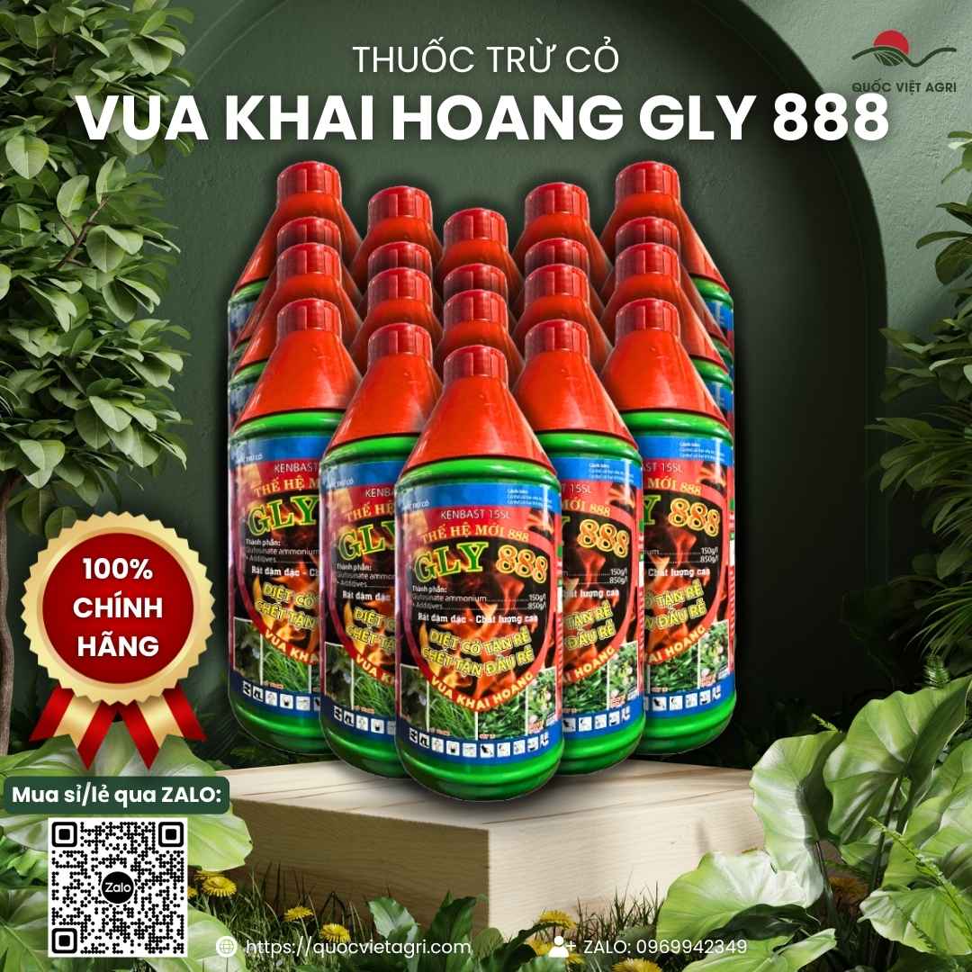 Combo nguyên thùng 20 chai thuốc trừ cỏ Vua Khai Hoang GLY 888 900ml.