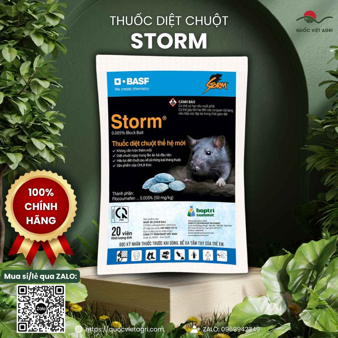 Gói thuốc diệt chuột Storm 0,005% Block Bait của BASF, hàng chính hãng tại Quốc Việt Agri