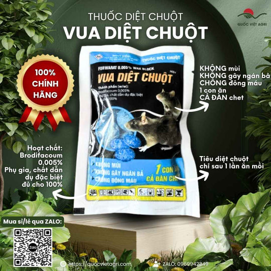 Mặt trước gói Thuốc Diệt Chuột Forwarat 20 viên, vua diệt chuột Brodifacoum 0.005%, diệt tận gốc cả đàn.