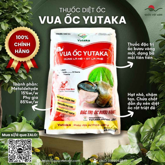 Mặt trước gói thuốc trừ ốc Pilot 15AB (Vua Ốc Yutaka) 800g, bả mồi đặc trị ốc bươu vàng, an toàn cho cá.