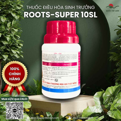 Mặt sau chai điều hòa sinh trưởng IBA Roots Super 10SL 100ml, chuyên dùng để kích rễ giâm chiết cành, sản phẩm chính hãng An Phát Nông.

