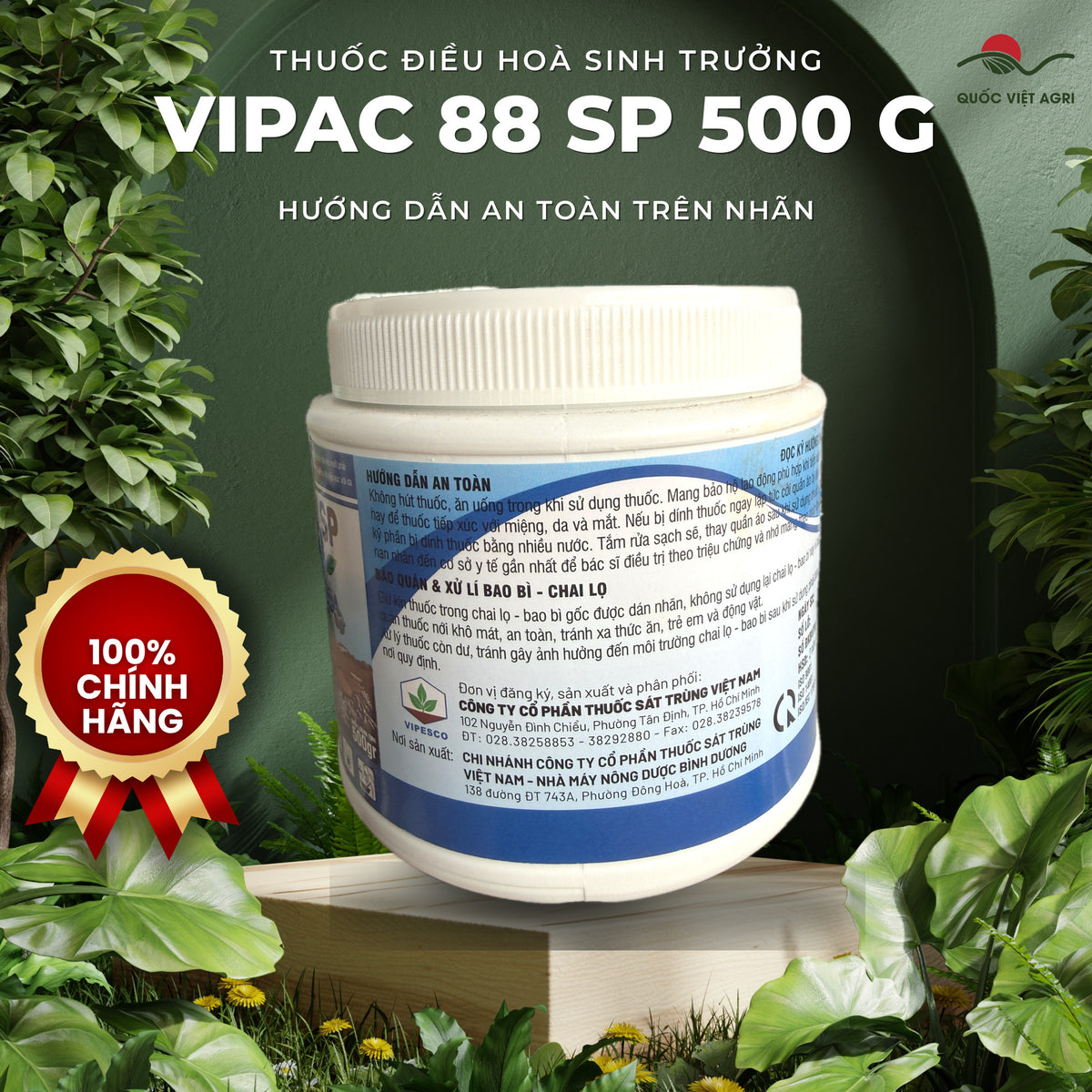 Thuốc điều hoà sinh trưởng Vipac 88 SP hũ 500g – Vipesco – mặt sau