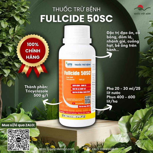 Mặt trước chai thuốc trừ bệnh FULLCIDE 50SC đặc trị đạo ôn.